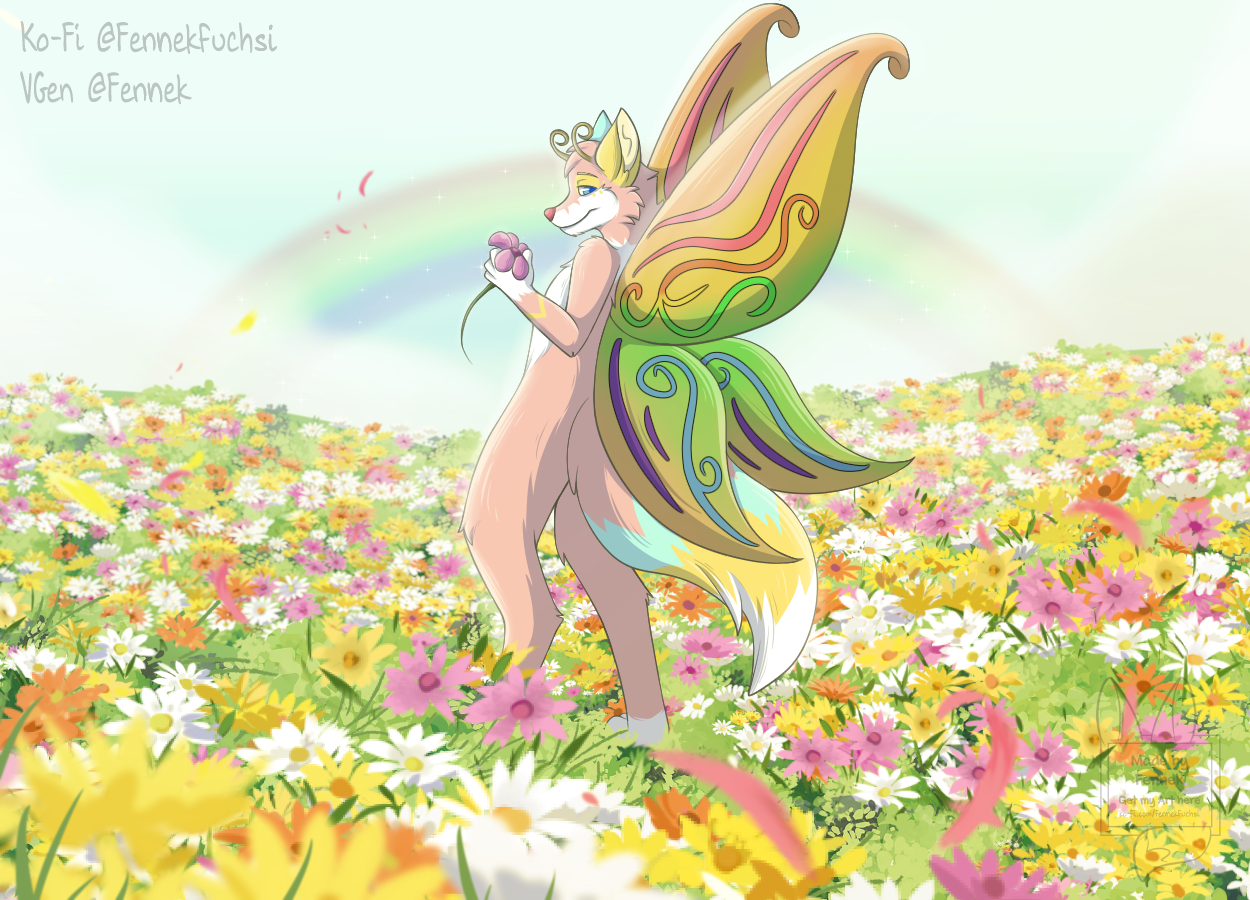 Fairy Wolf in Flowers