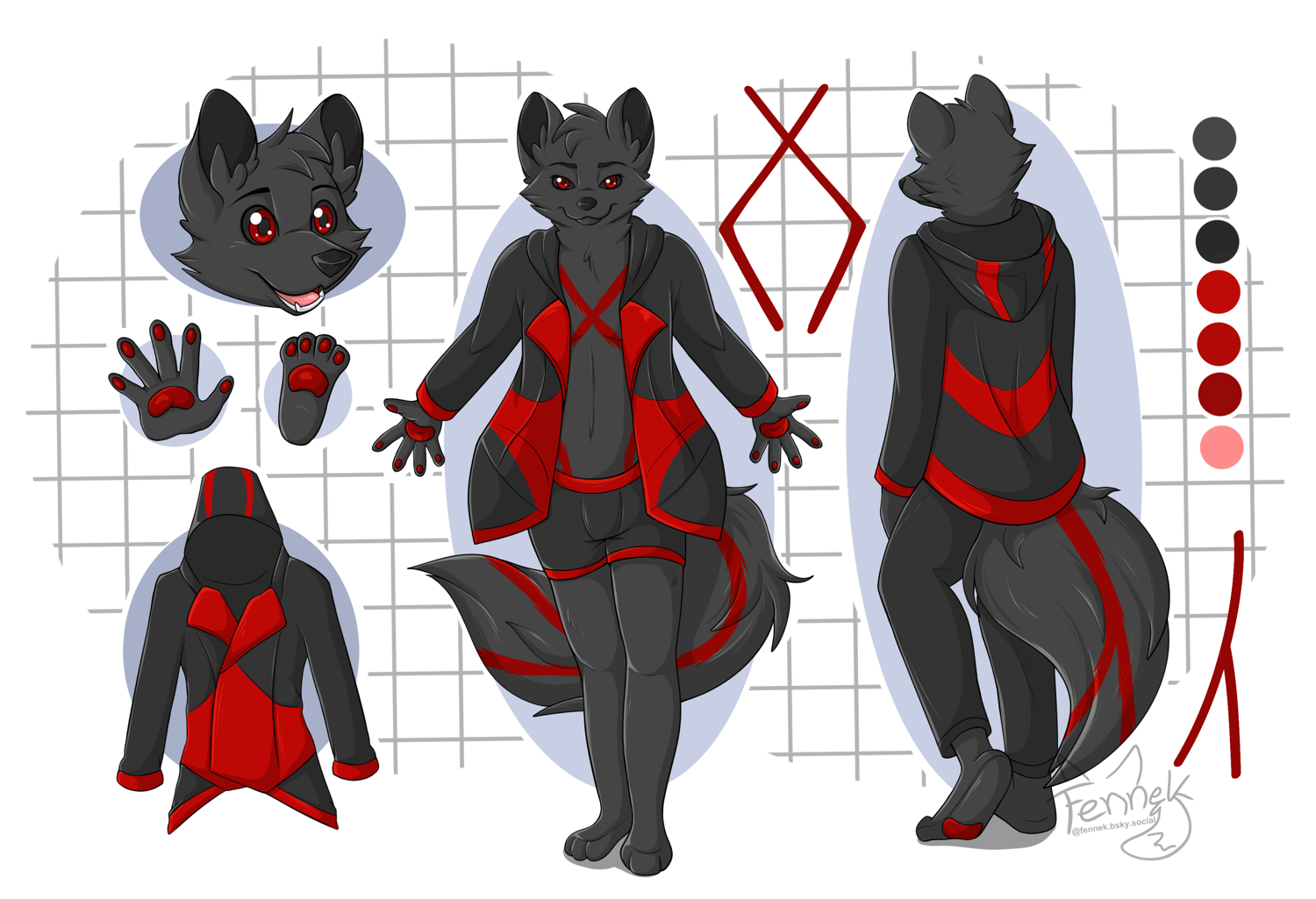 Furry Reference Sheet Black Wolf