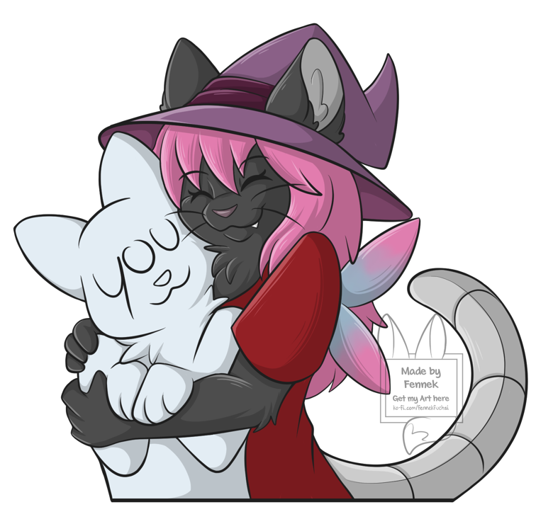 Furry Black Kitty Hug