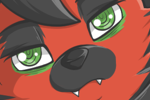 Red-Black Furry Wolf