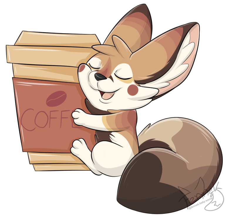 Fennec Fox loves Coffee