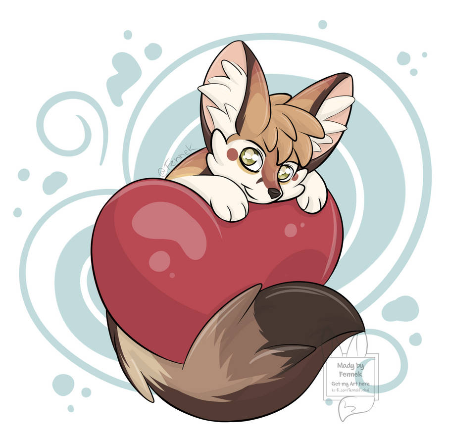 Fennec Fox on Heart
